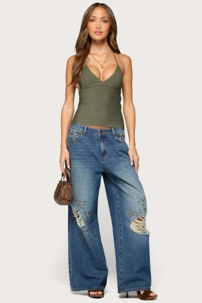 Enza Bandage Halter Top - OLIVE