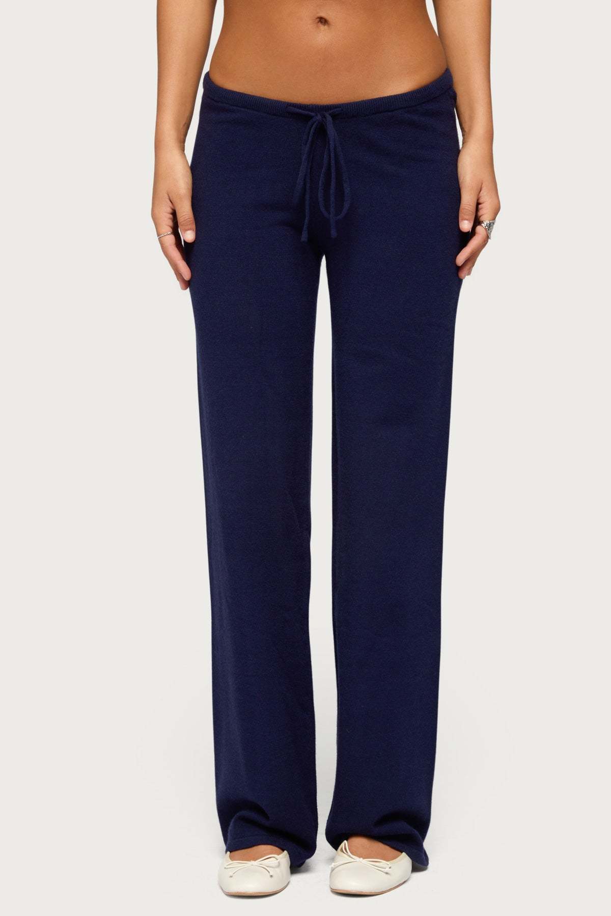 Alkira Knit Straight Leg Pants - NAVY