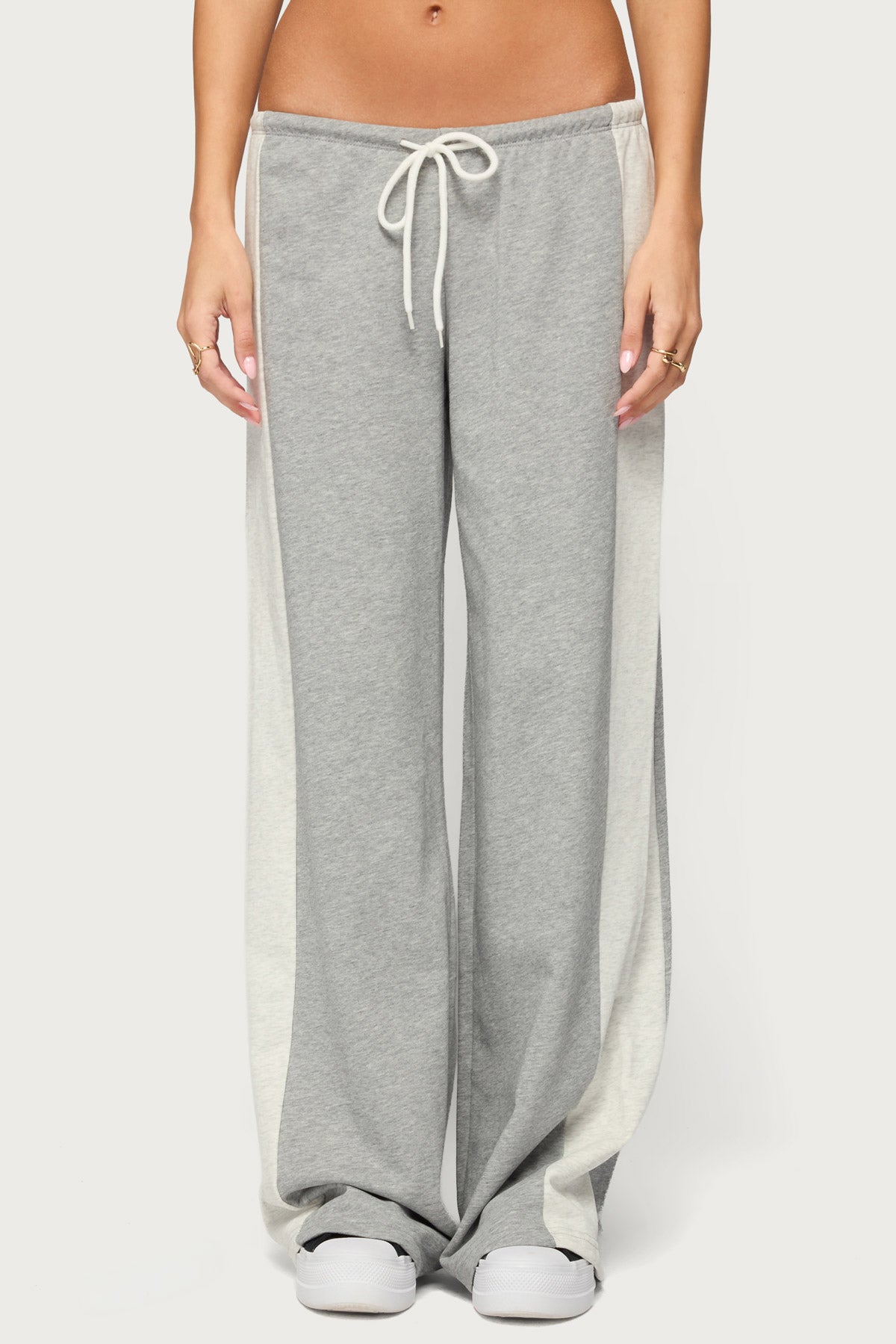 Faylinn Low Rise Side Stripe Sweatpants - GRAY-MELANGE