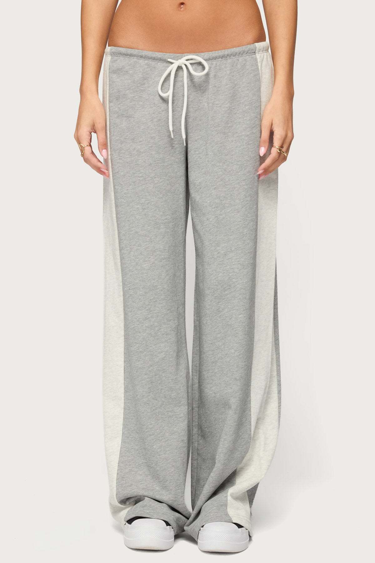 Faylinn Low Rise Side Stripe Sweatpants - GRAY-MELANGE