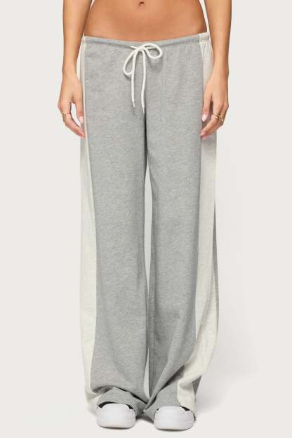 Faylinn Low Rise Side Stripe Sweatpants - GRAY-MELANGE