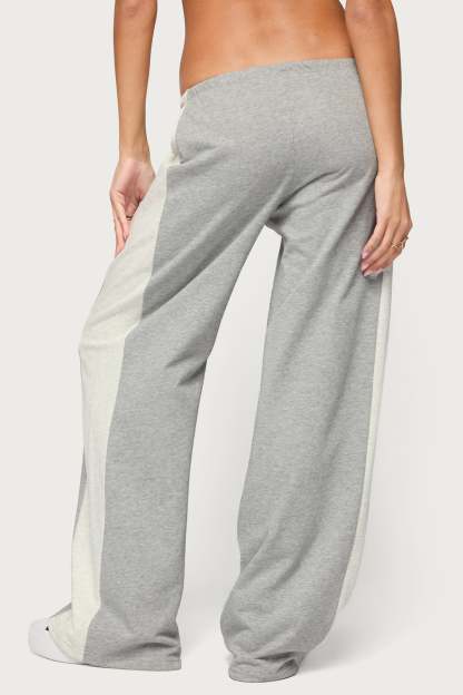 Faylinn Low Rise Side Stripe Sweatpants - GRAY-MELANGE