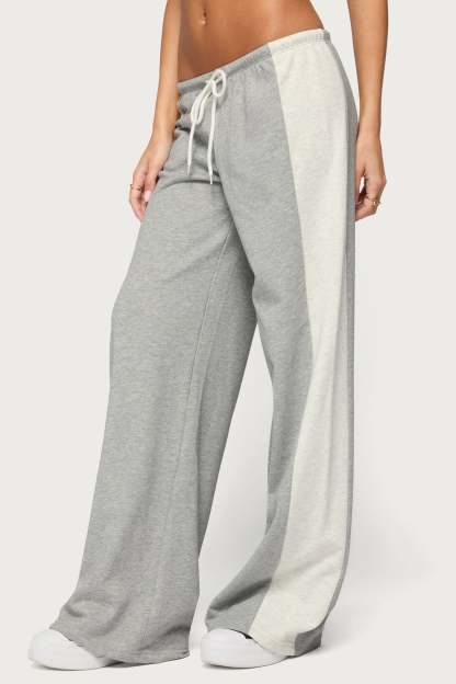 Faylinn Low Rise Side Stripe Sweatpants - GRAY-MELANGE