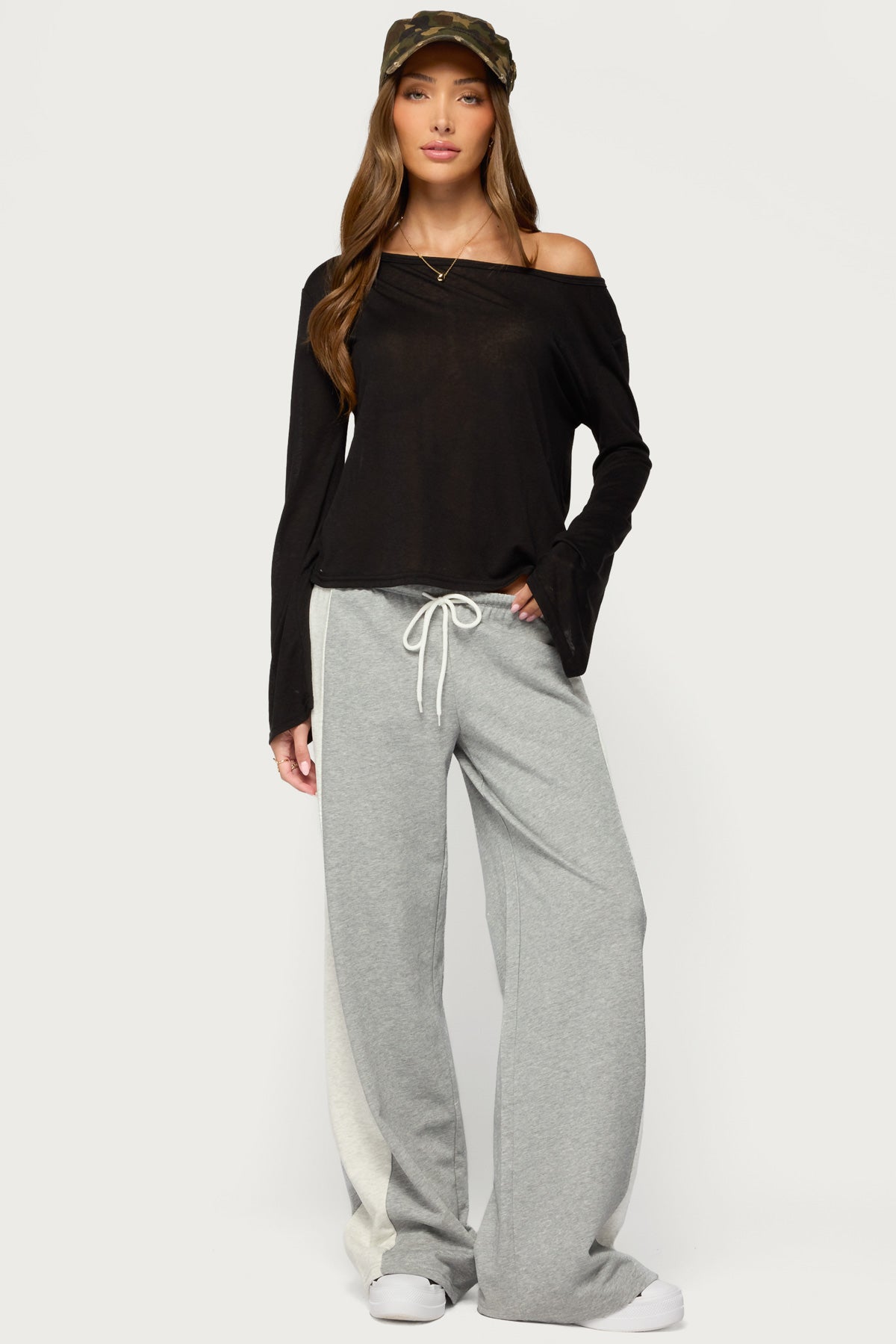 Faylinn Low Rise Side Stripe Sweatpants - GRAY-MELANGE