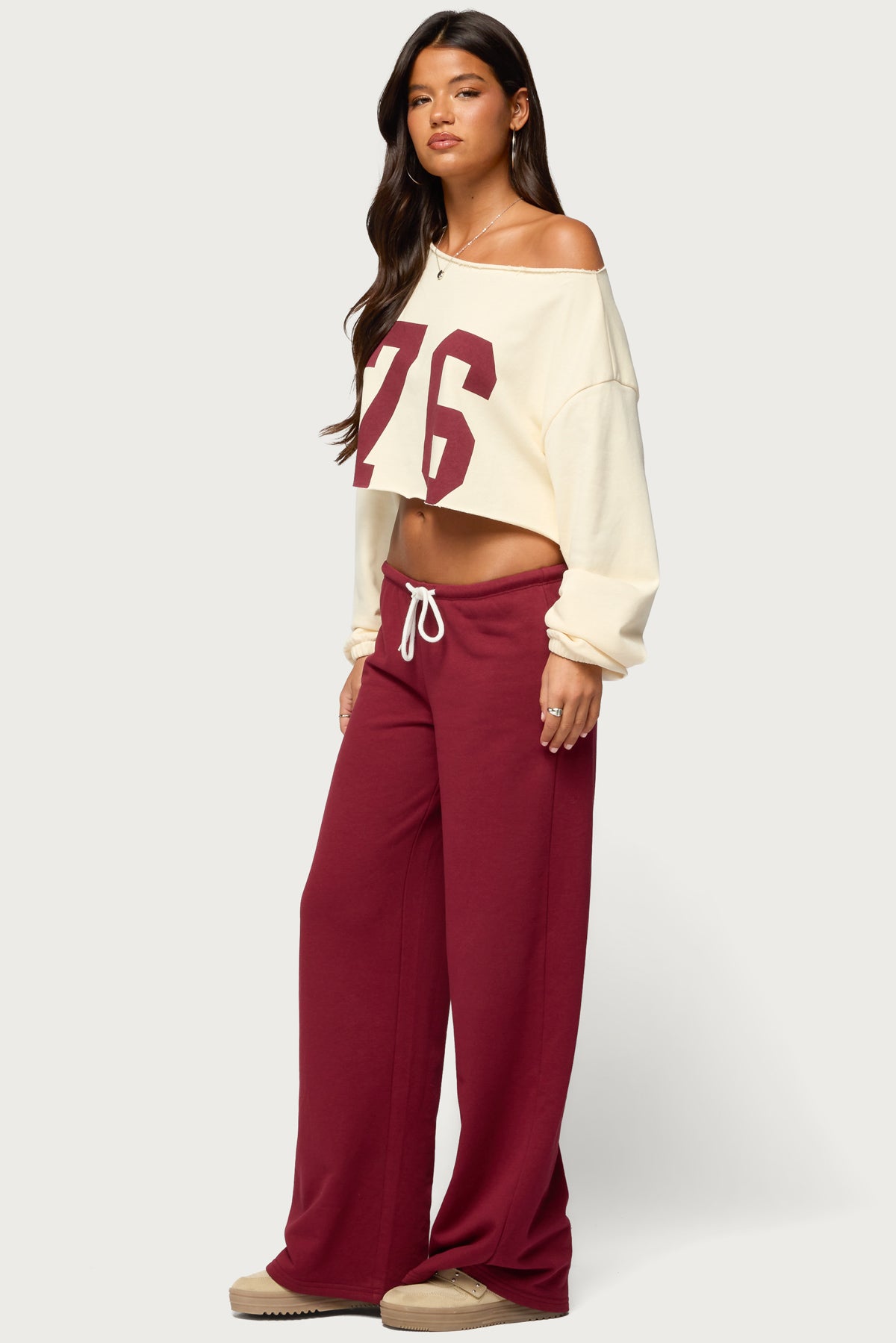 Callista Straight Leg Sweatpants - BURGUNDY