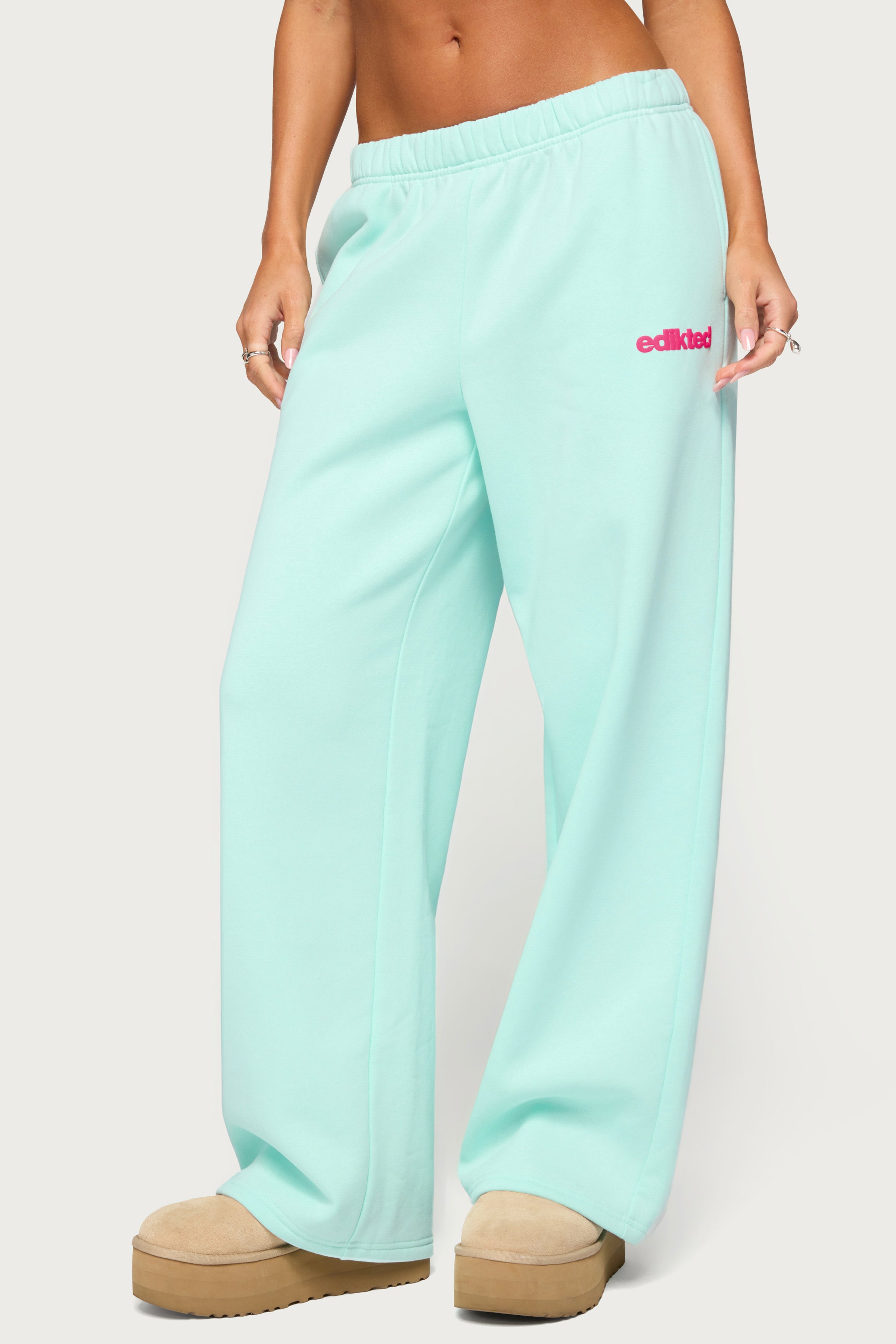 Edikted Star Graphic Sweatpants - AQUA