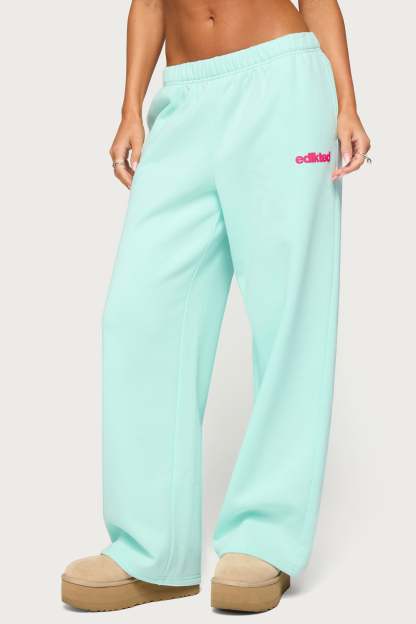 Edikted Star Graphic Sweatpants - AQUA