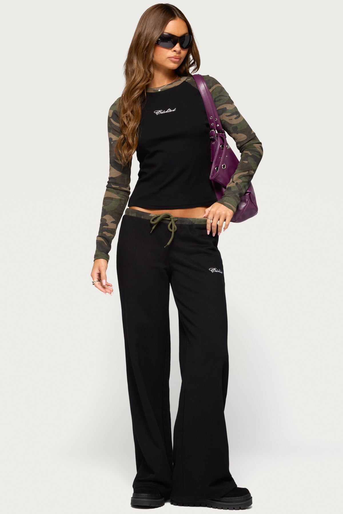 Taye Camo Waistband Sweatpants - BLACK-AND-OLIVE