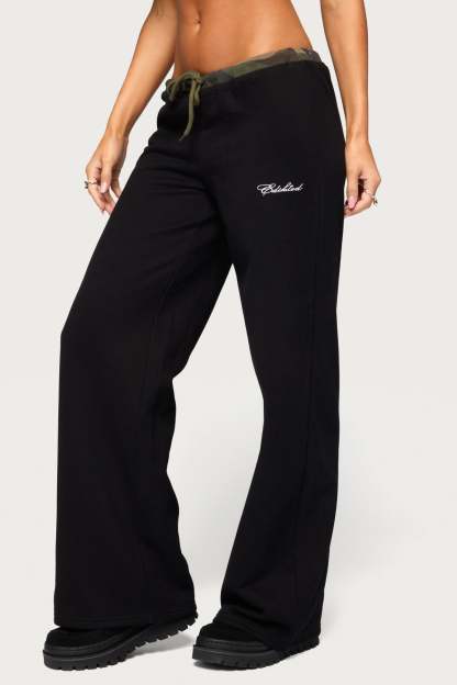 Taye Camo Waistband Sweatpants - BLACK-AND-OLIVE