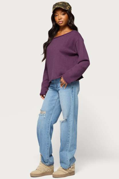 Carmelli Off Shoulder Sweater - PLUM