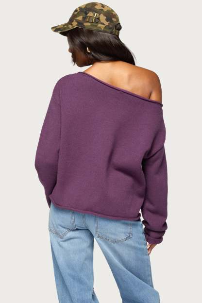 Carmelli Off Shoulder Sweater - PLUM