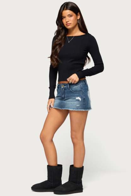 Sharley Rolled Knit Sweater - BLACK