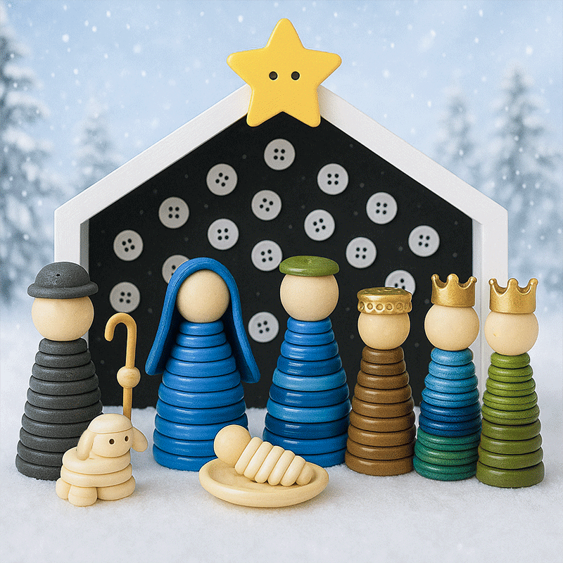 DIY Button Nativity Scene Kit🔥50% off for a limited time🔥