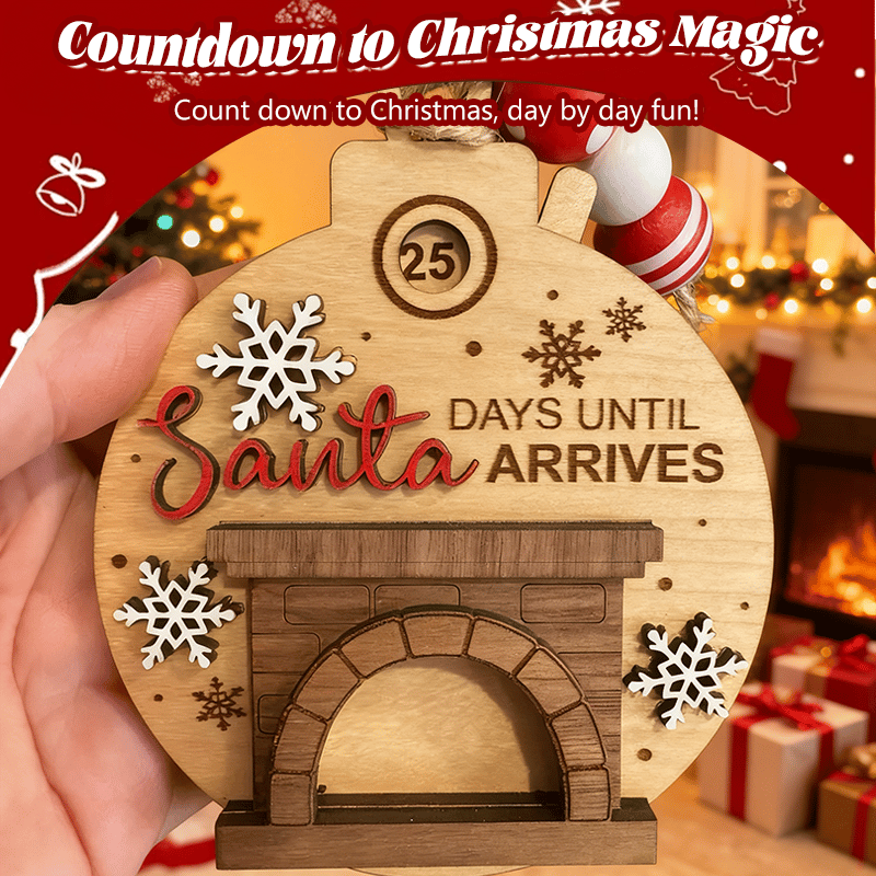 🎅Christmas Countdown Ornament - Santa in Chimney with Snowflakes