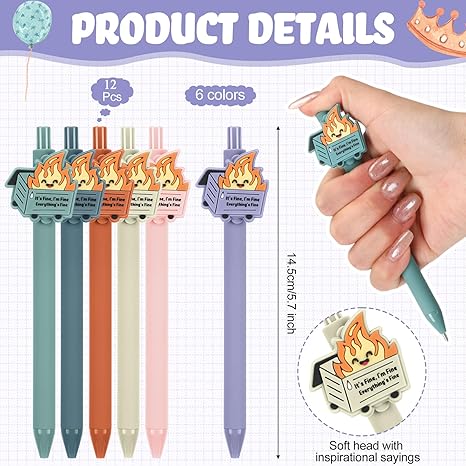Dumpster Fire Pens Funny Luminous Ballpoint Pen Emotional Support