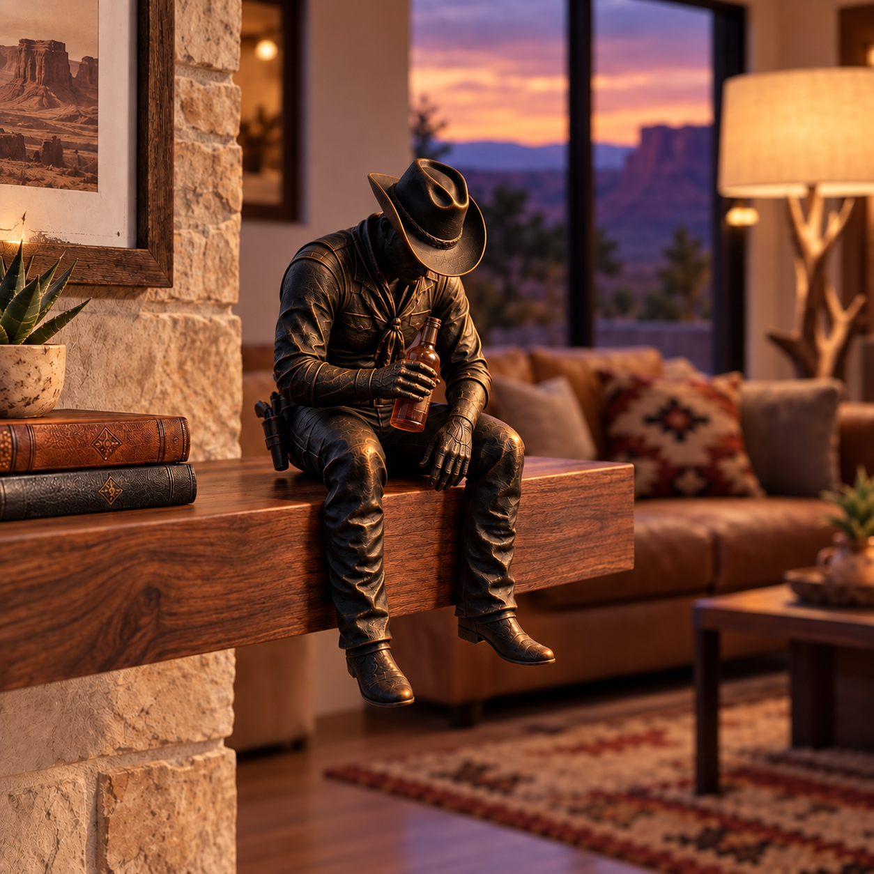 The Quiet Cowboy Figurine – Western Sitting Cowboy Sculpture for Home & Ranch Decor