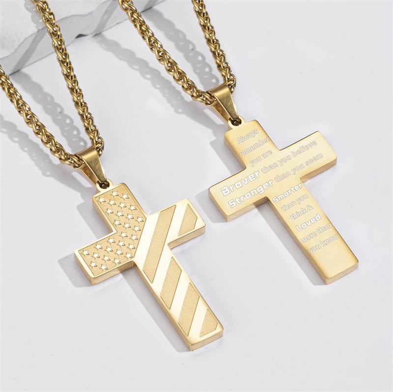 🏆Flash Sale⚡ 50K+ SOLD! Almost Gone-💥🎉✨Flag Cross Necklace,Best Gifts
