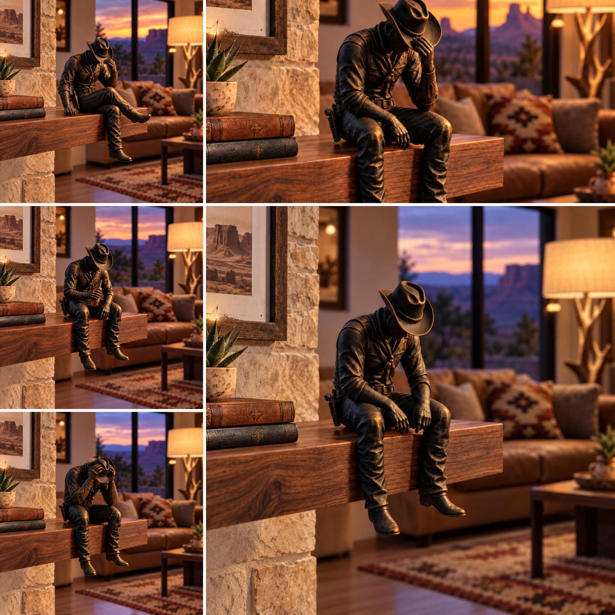 The Quiet Cowboy Figurine – Western Sitting Cowboy Sculpture for Home & Ranch Decor