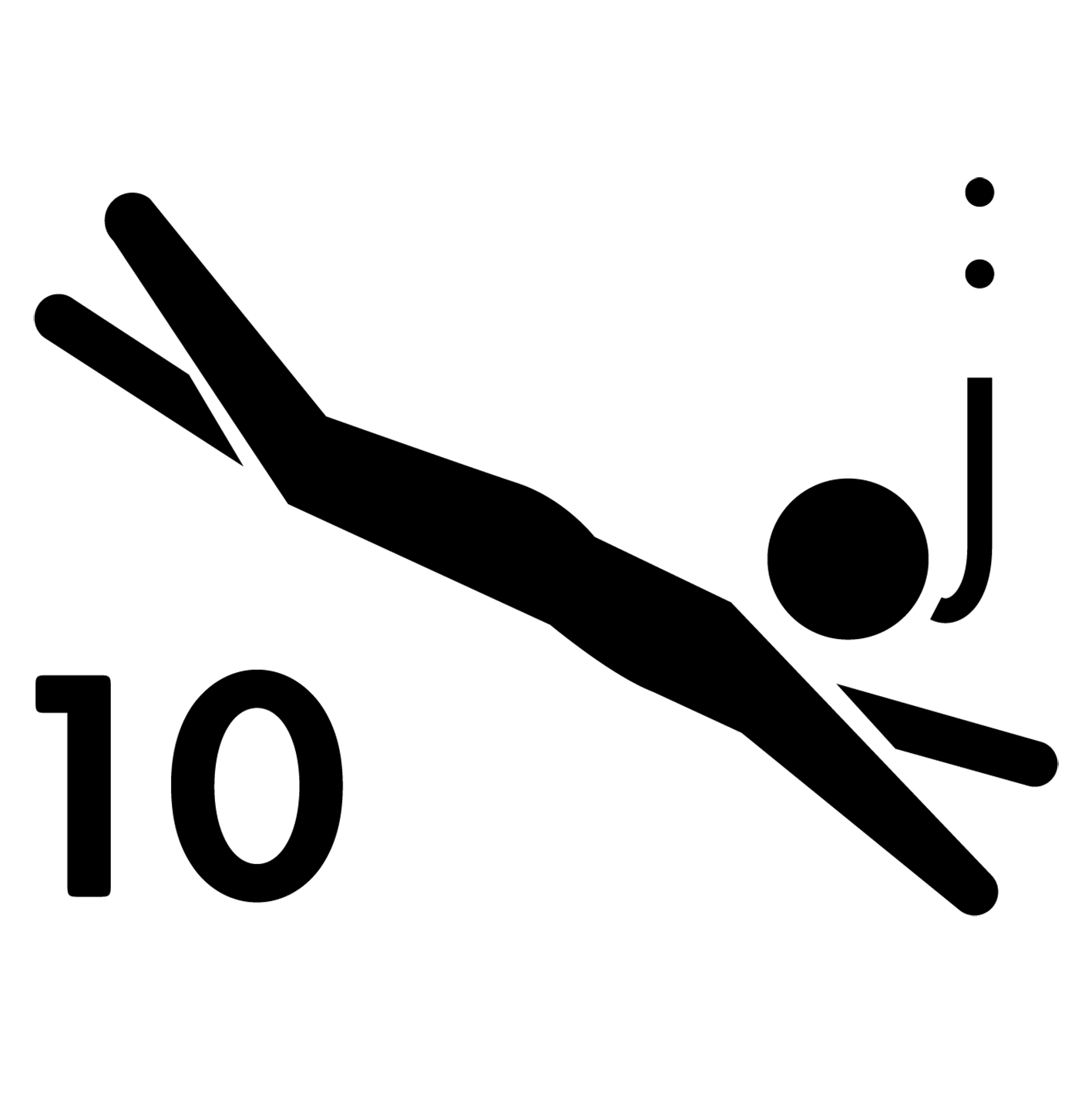 Iconographic of a person swimming with the number 10 denoting the 10 bar resistance in water