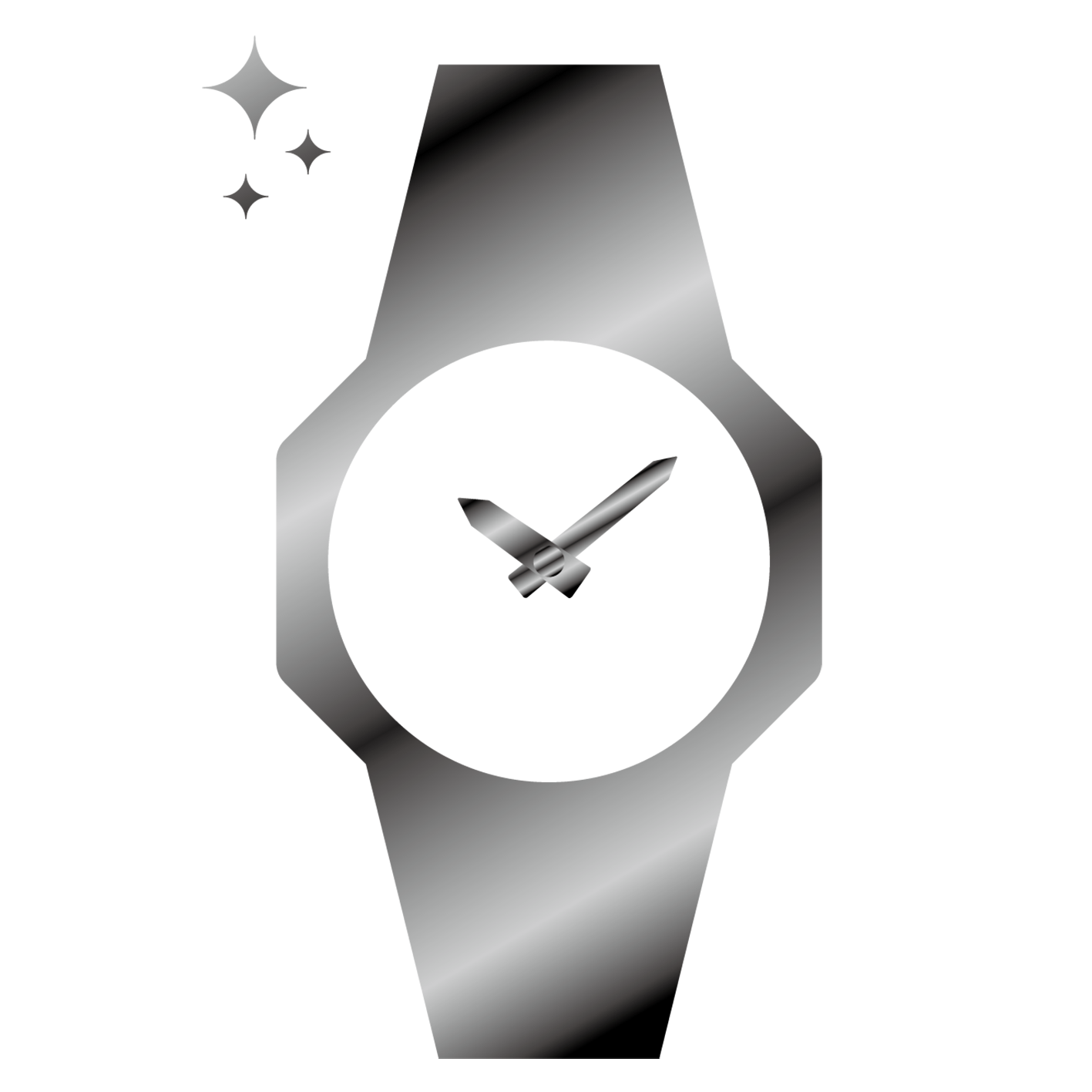 Iconographic of a polished watch denoting the beautiful polished metal