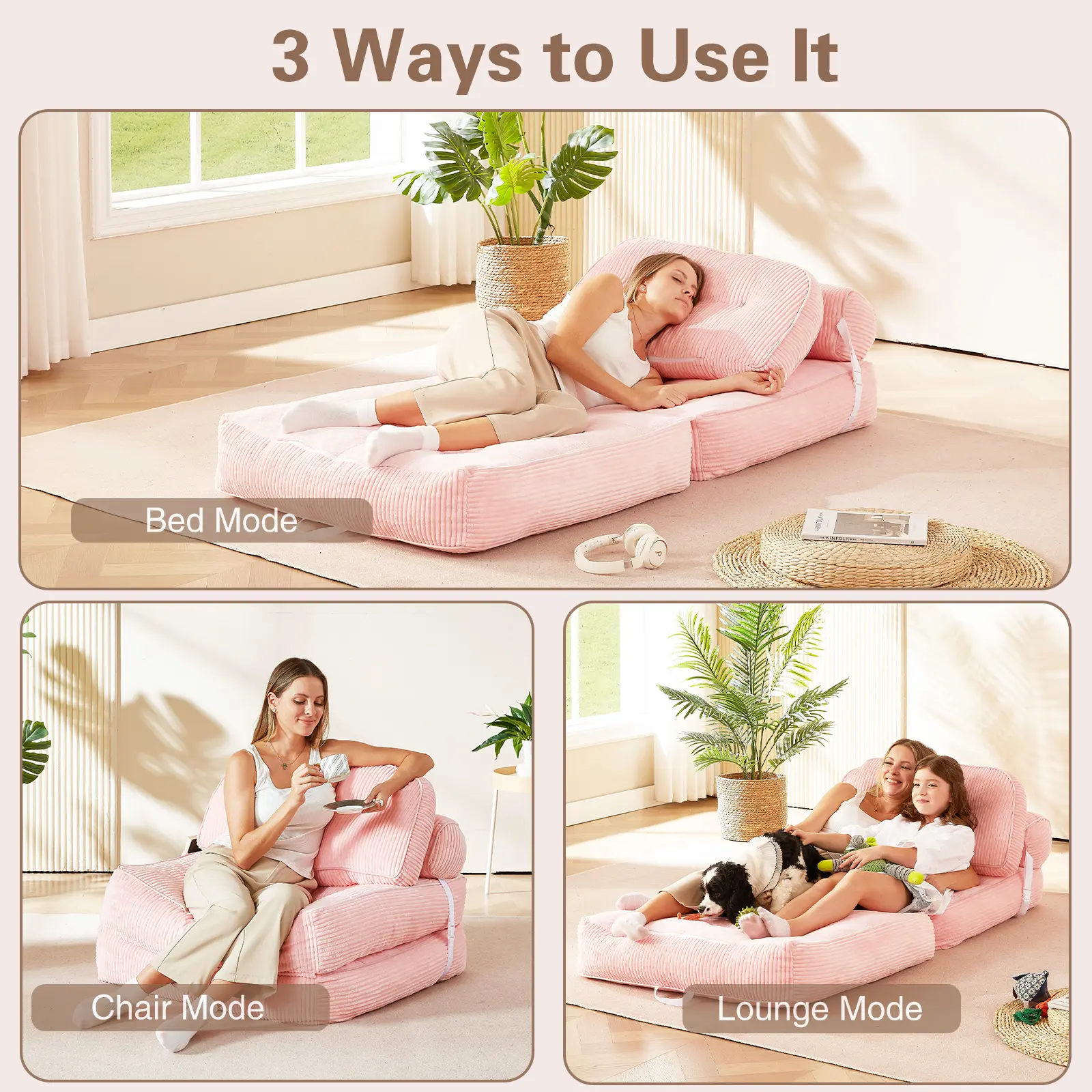 Single-Seater Floor Sofa with Hybrid Foam, Removable Washable Cover & Matching Ottoman