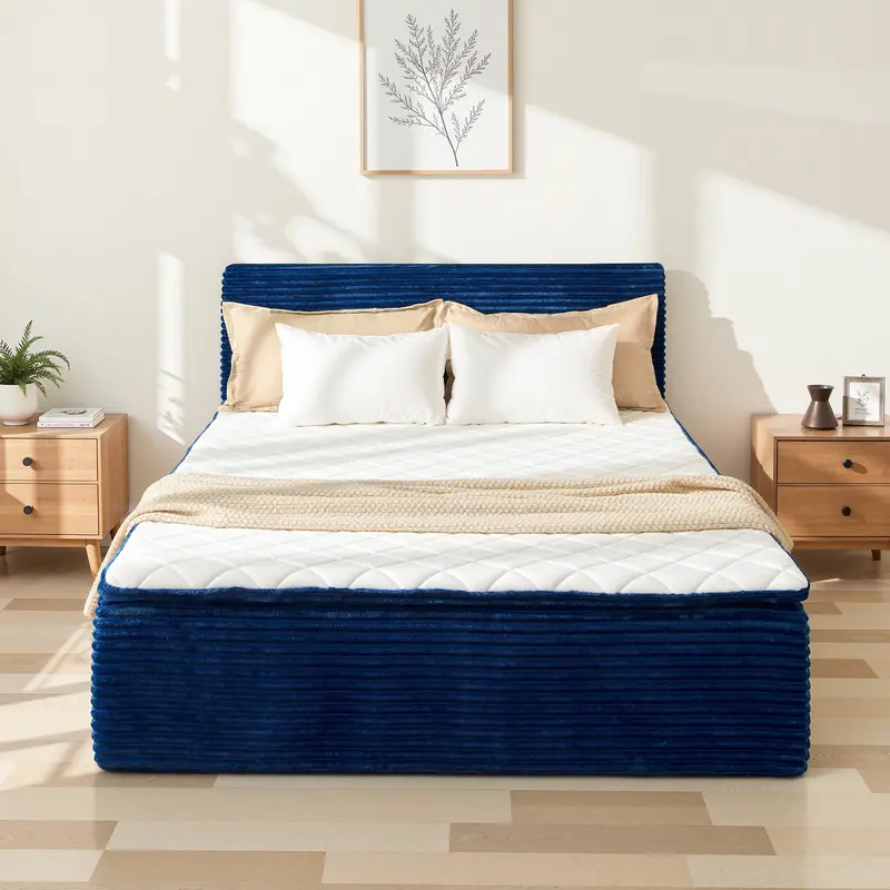Queen Size Memory Foam Mattress with Removable Headboard, 17" Sofa Bed Full Mattress, Individually Pocketed Springs, Pressure Relief, Motion Isolation, Provides Support, CertiPUR-US Certified - No Assembly Required