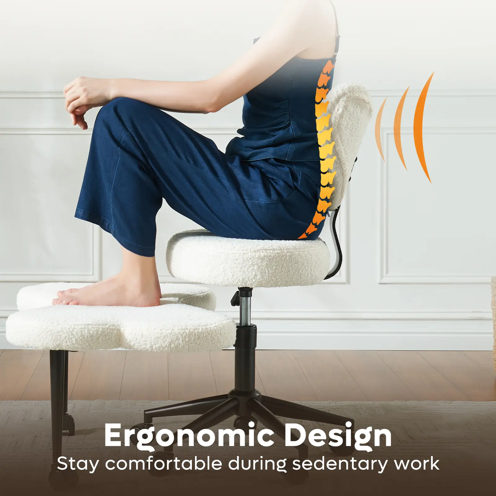 Ergonomic Cross Leg Office Chair, Pink