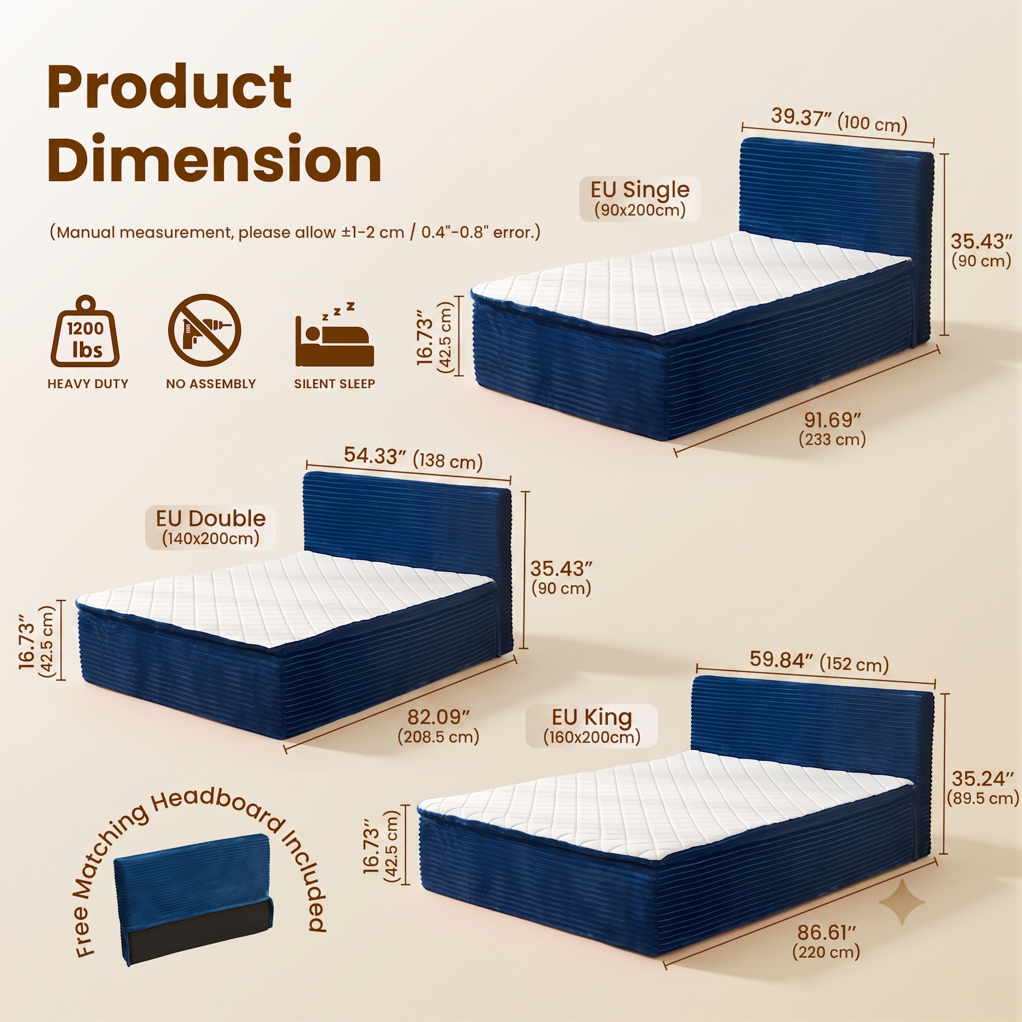 Queen Size Memory Foam Mattress with Removable Headboard, 17" Sofa Bed, Pocket Springs, Pressure Relief & Motion Isolation, CertiPUR-US Certified, No Assembly Required