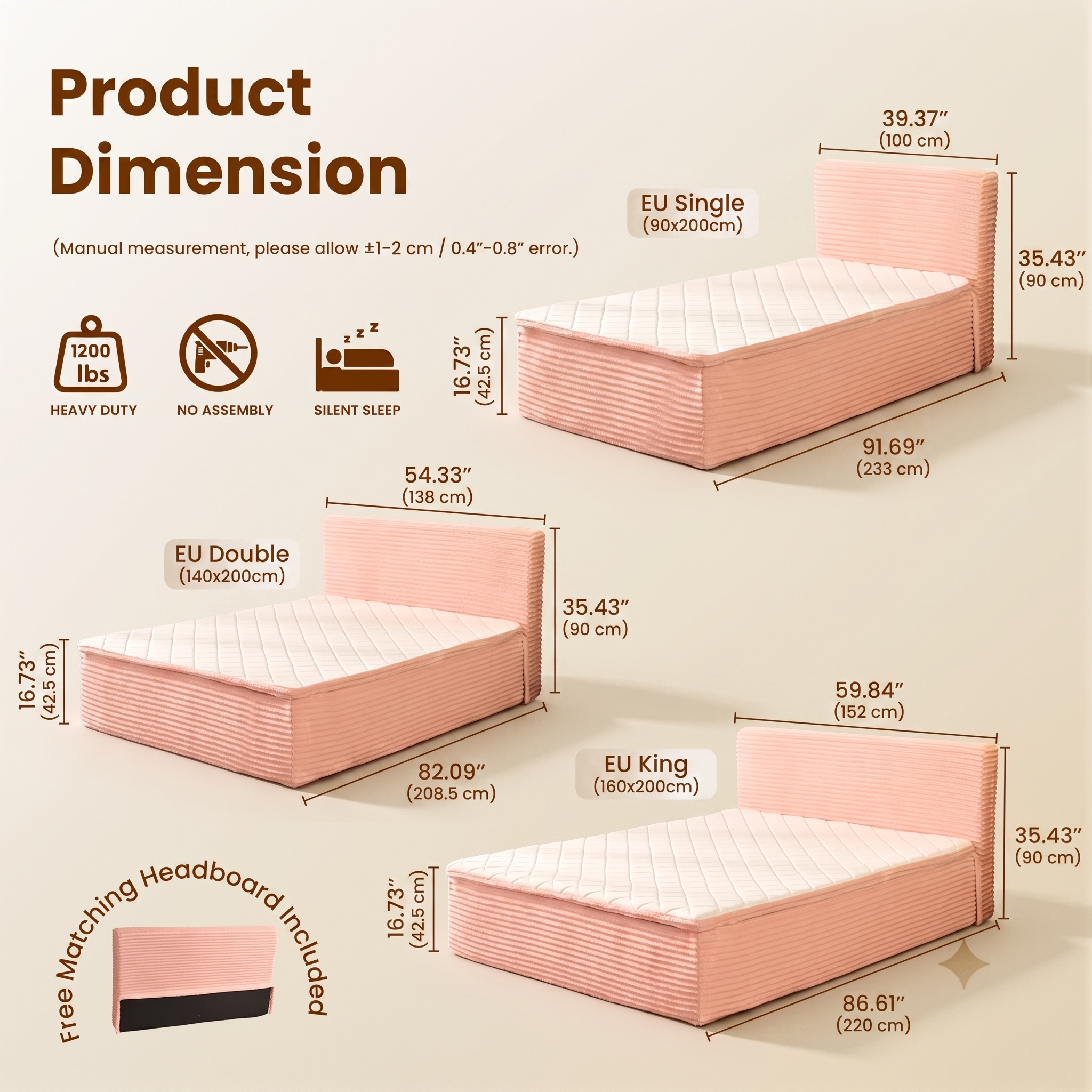 Queen Size Memory Foam Mattress with Removable Headboard, 17" Sofa Bed, Pocket Springs, Pressure Relief & Motion Isolation, CertiPUR-US Certified, No Assembly Required