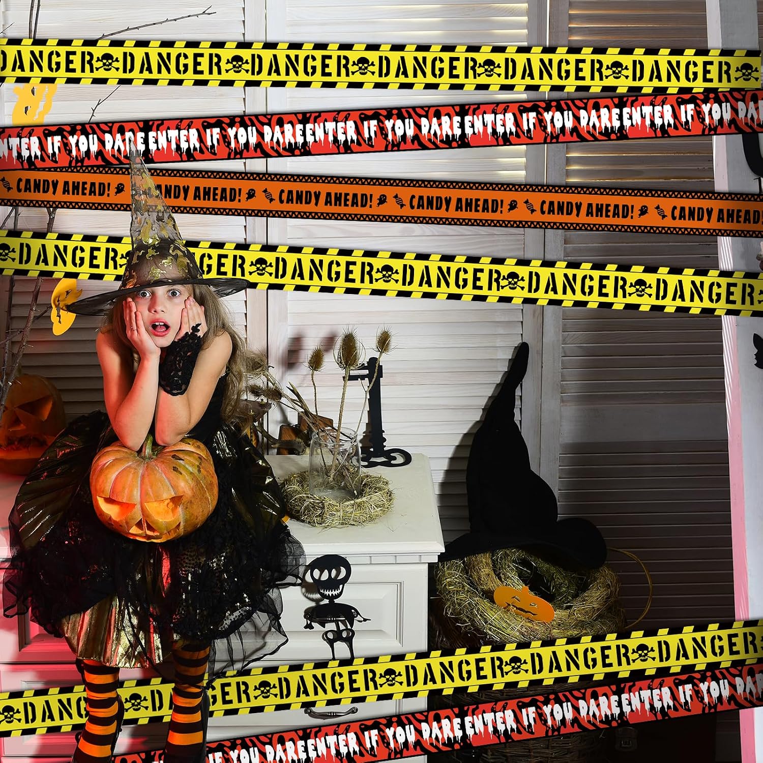 Crawling Groundbreaker Zombie Halloween Decoration (Includes FREE 20ft Caution Tape & 20" Giant Spider)