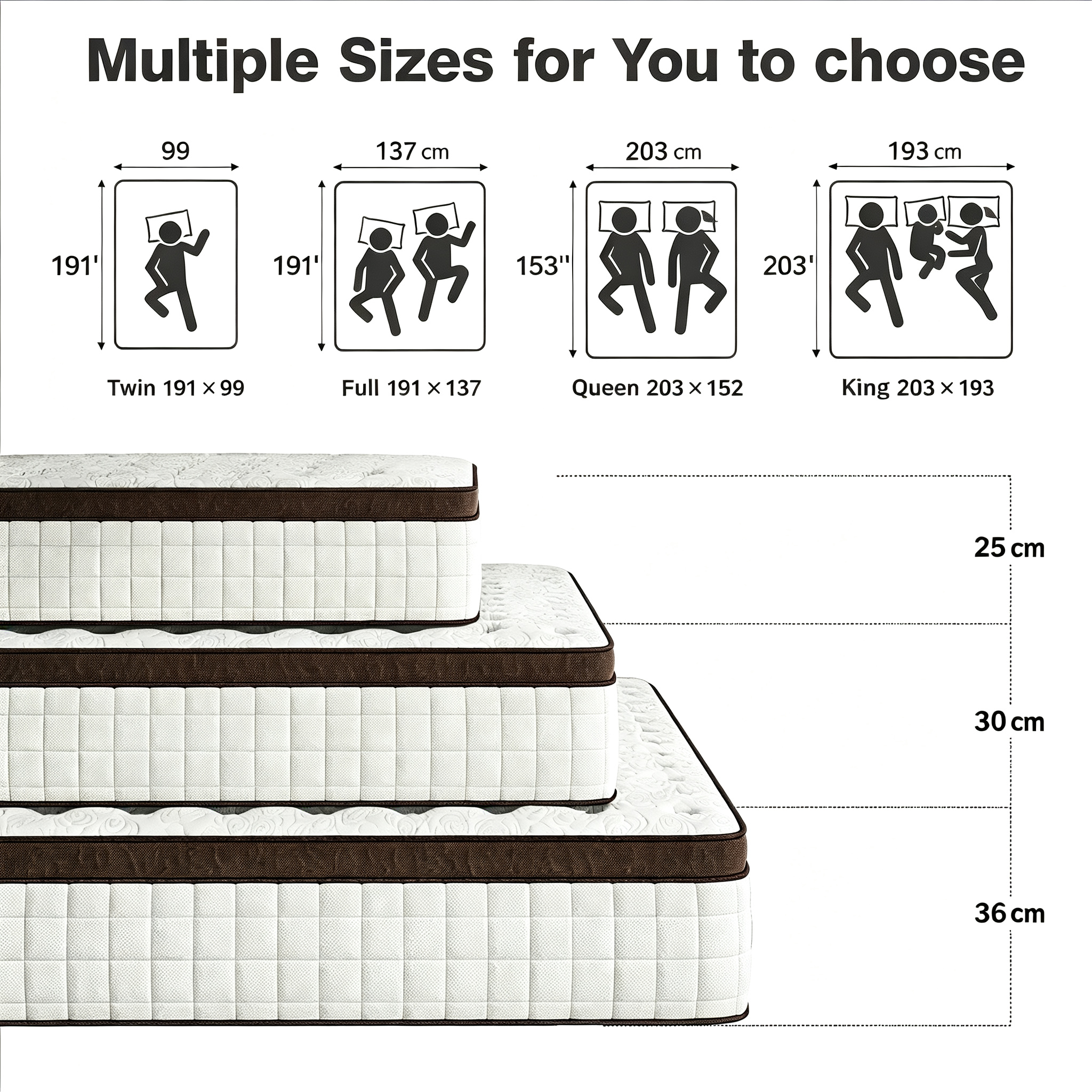 Hybrid Memory Foam Mattress, Medium Firm, 8-14 Inch (Twin-King)