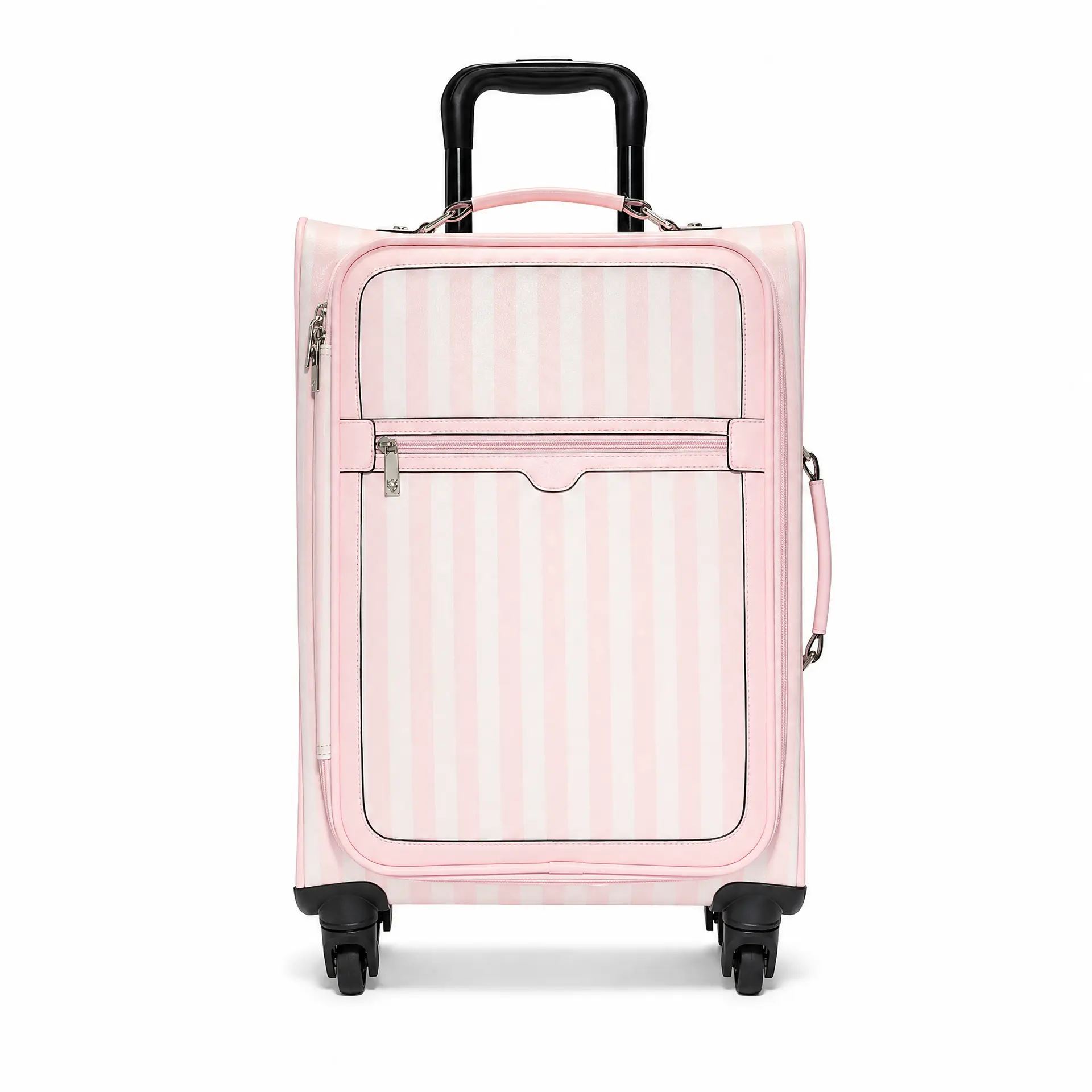 Pink Stripe Hard Shell Carry-On Luggage with Spinner Wheels