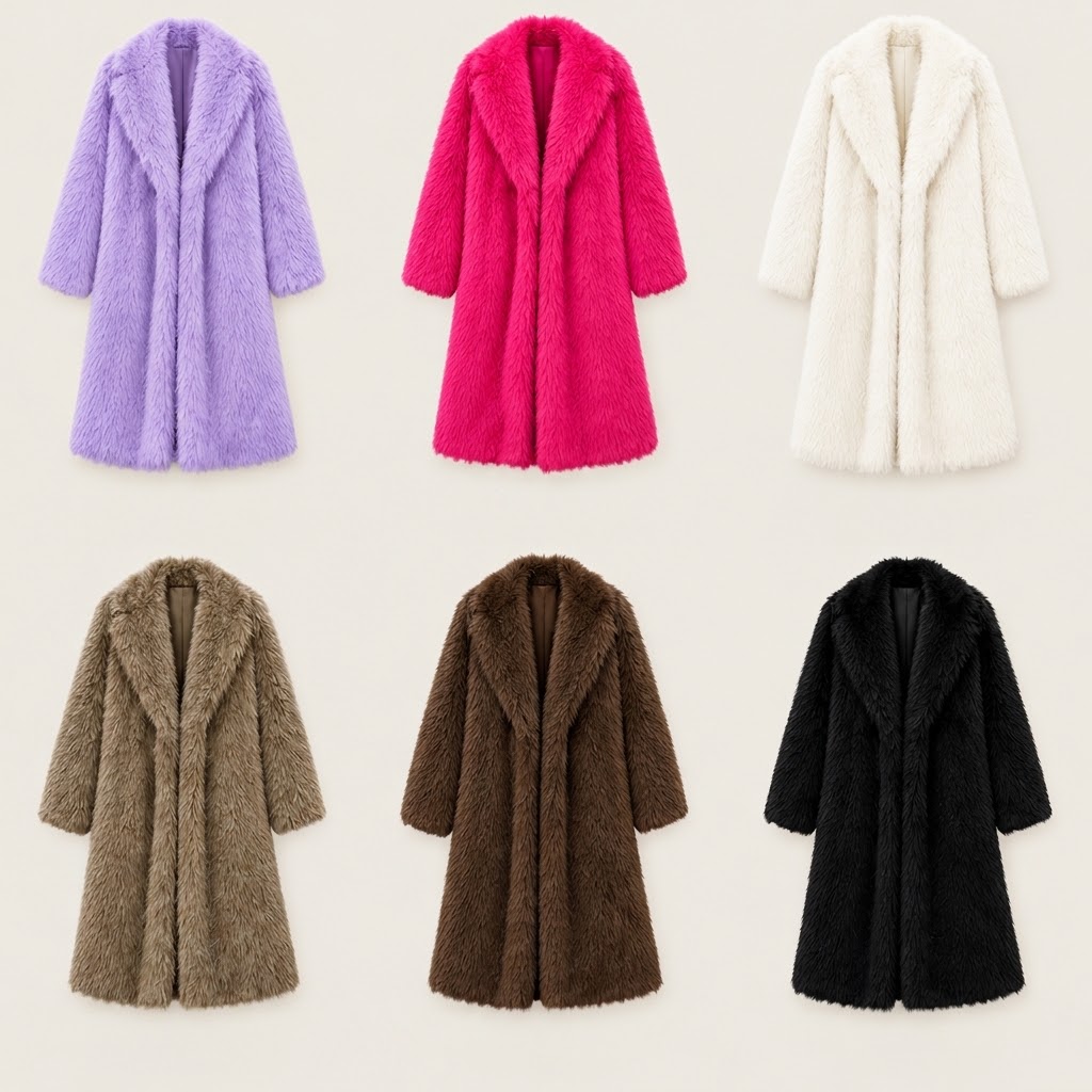 Faux Fur Waterfall Collar Coat – Elegant, Warm & Easy to Layer