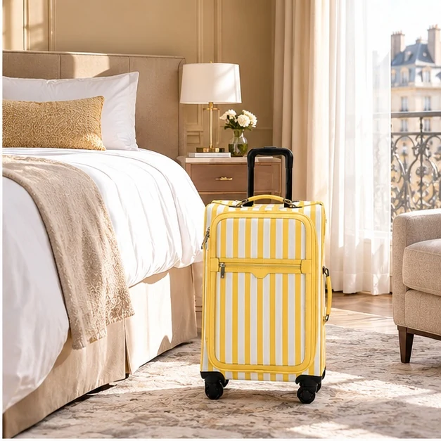 Stripe Hard Shell Carry-On Luggage with Spinner Wheels