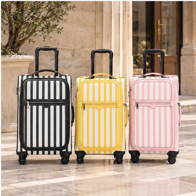 Stripe Hard Shell Carry-On Luggage with Spinner Wheels