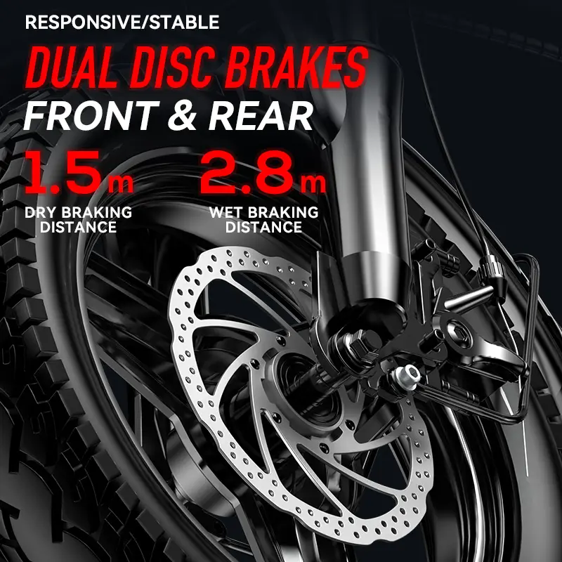 Compact Folding Electric Bike with Dual Disc Brakes