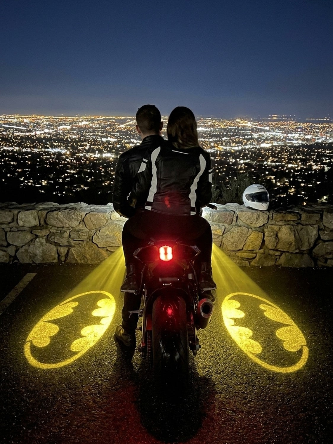 Bat projections shown at a night-time viewpoint