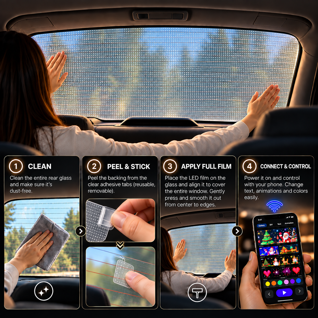Christmas Transparent LED Window Film – App Controlled
