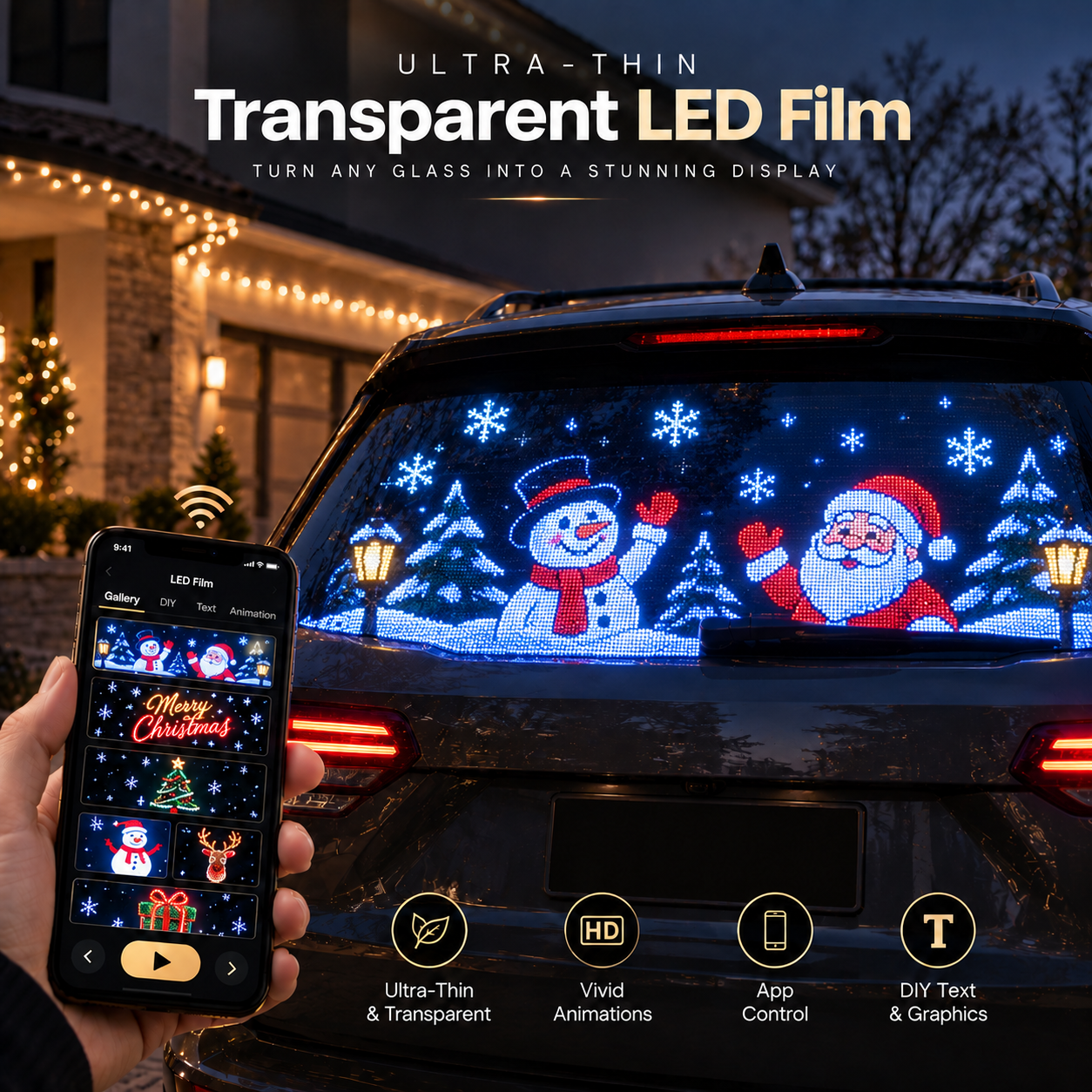 Christmas Transparent LED Window Film – App Controlled
