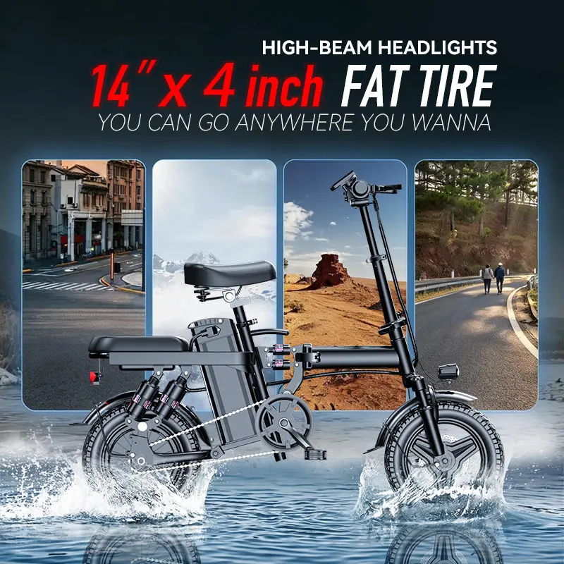 Compact Folding Electric Bike with Dual Disc Brakes