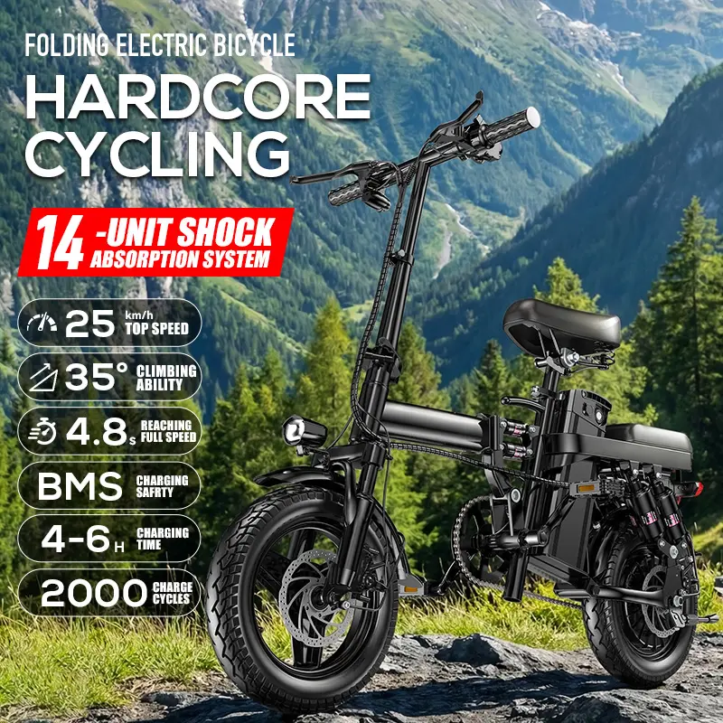 Compact Folding Electric Bike with Dual Disc Brakes