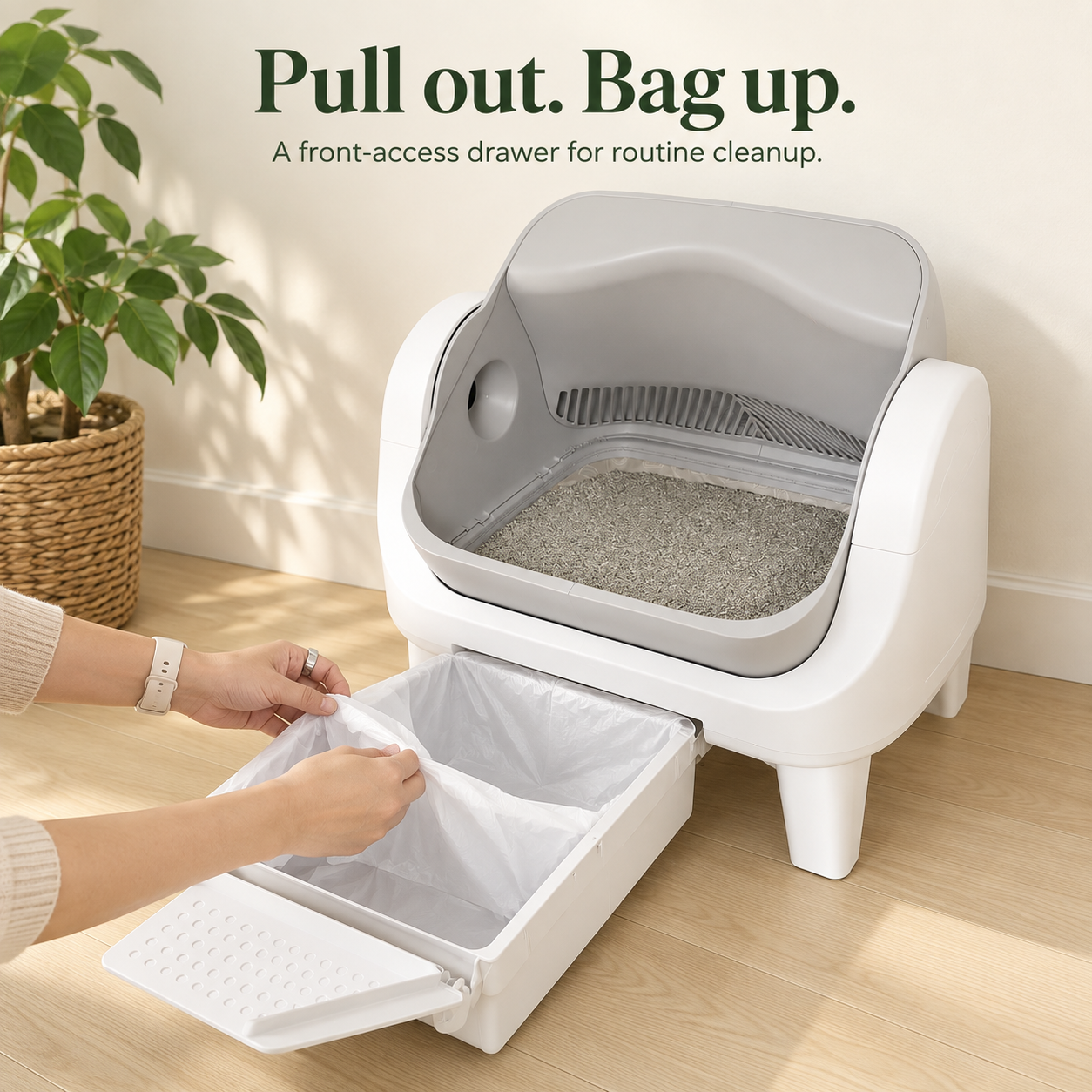 Open-Top Self-Cleaning Cat Litter Box