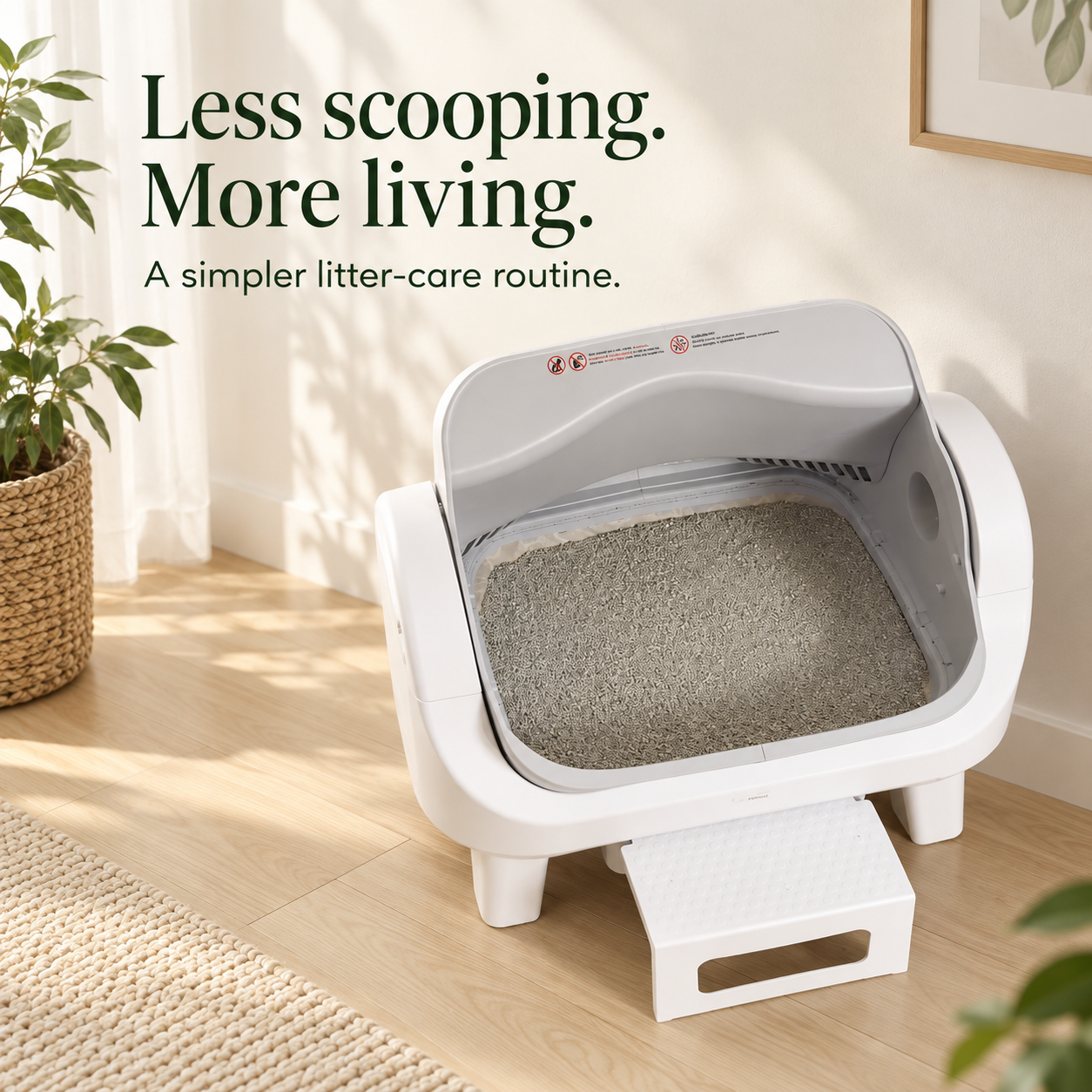 Open-Top Self-Cleaning Cat Litter Box