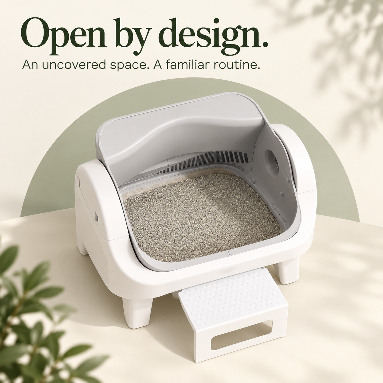 Open-Top Self-Cleaning Cat Litter Box