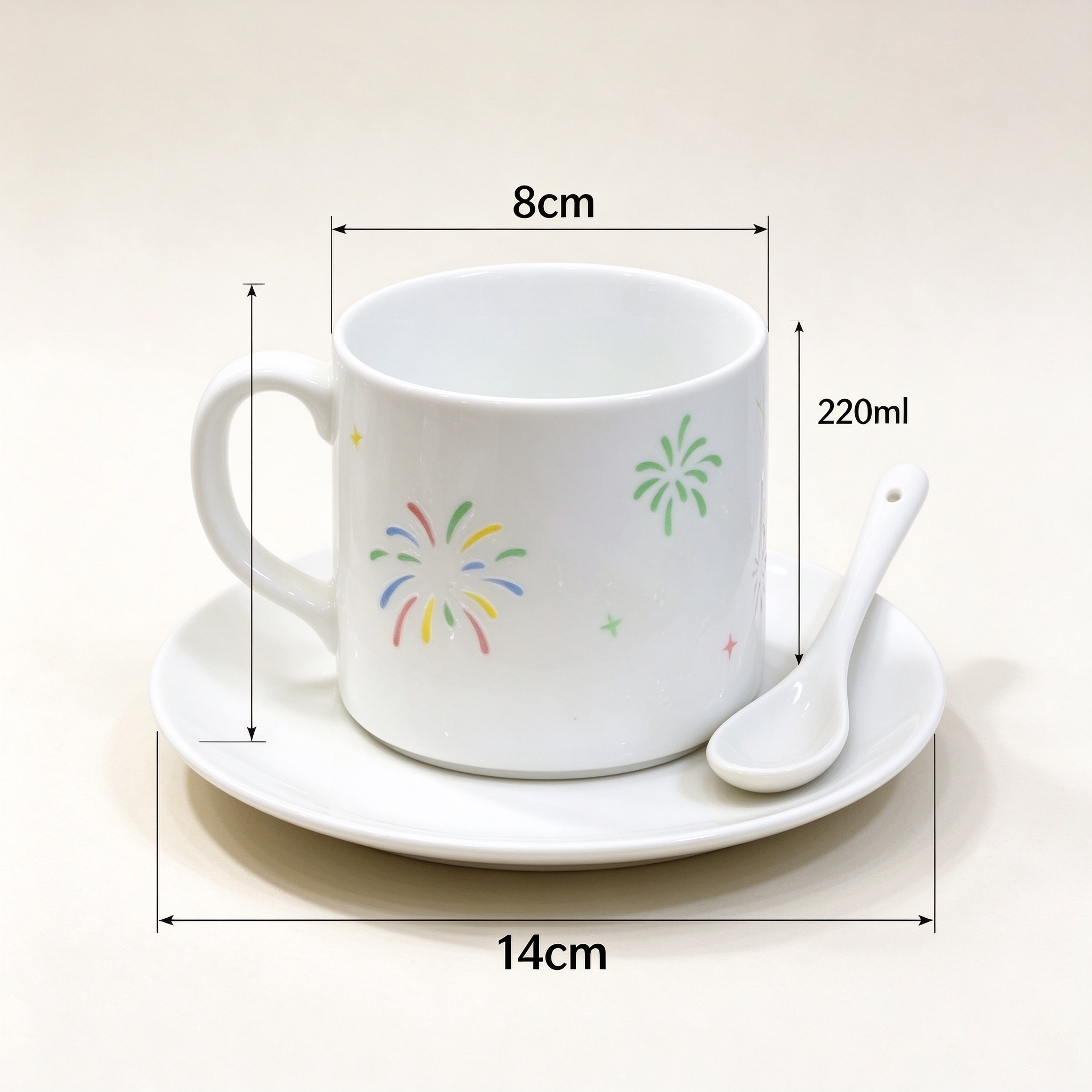 Linglong Fireworks Porcelain Coffee Cup Set
