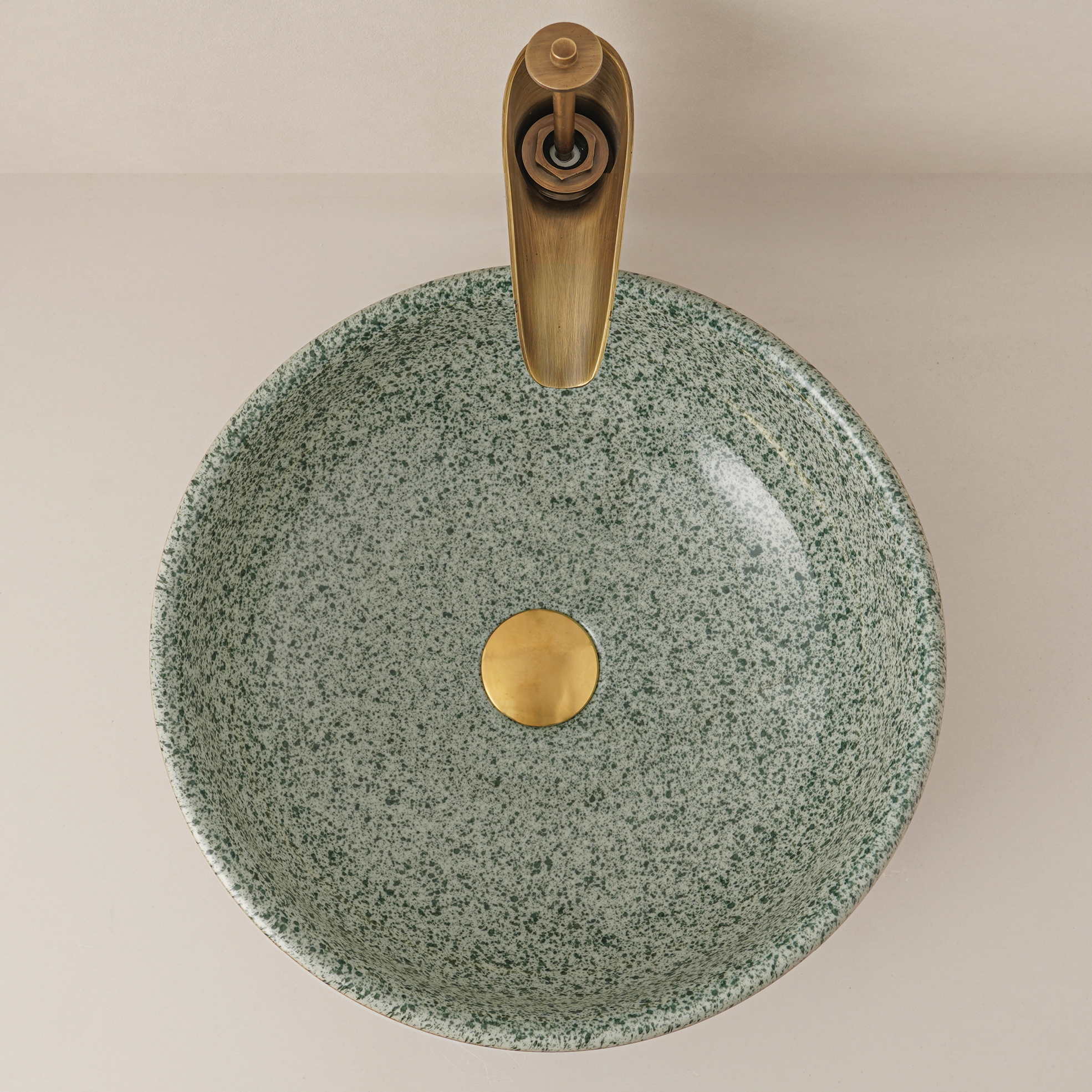 Green hand-painted washbasin