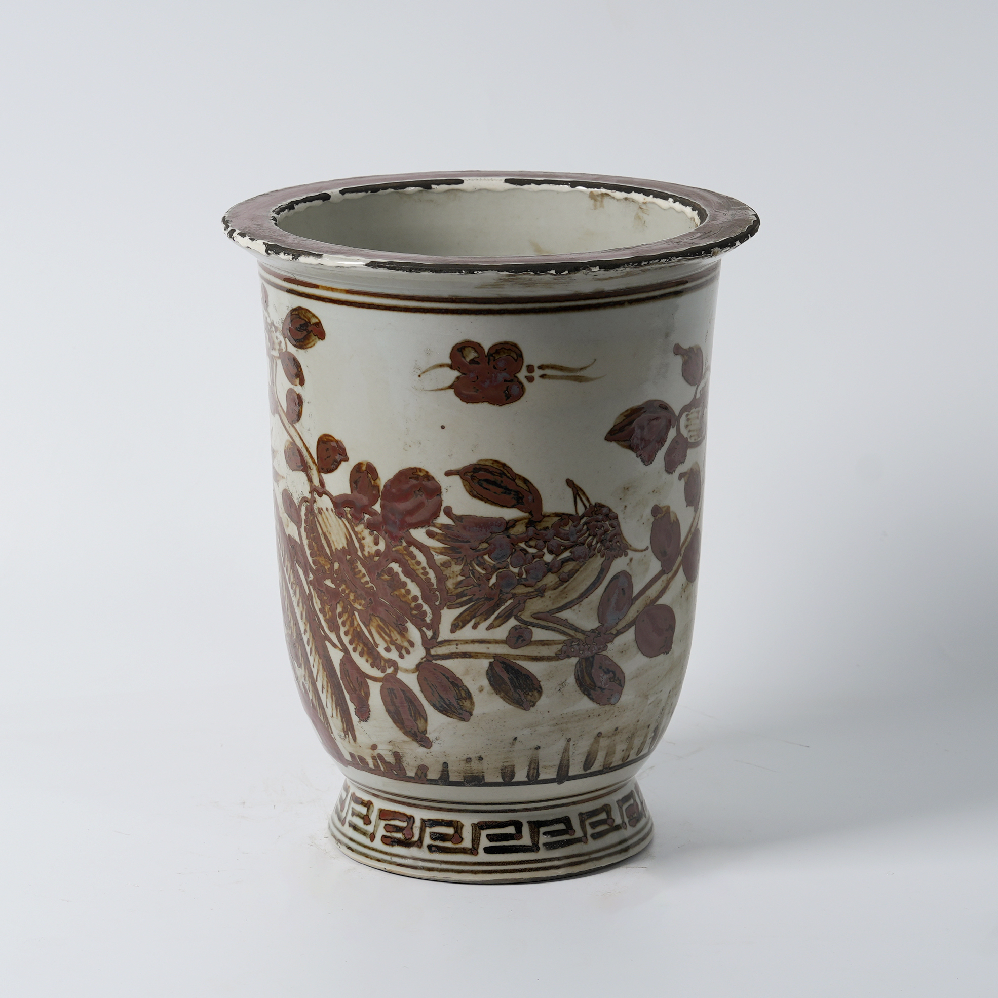 Red antique hand-painted ceramic flowerpot 46