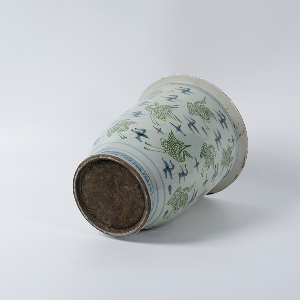 Green Crane Antique Hand-Painted Ceramic Flower Pot 41