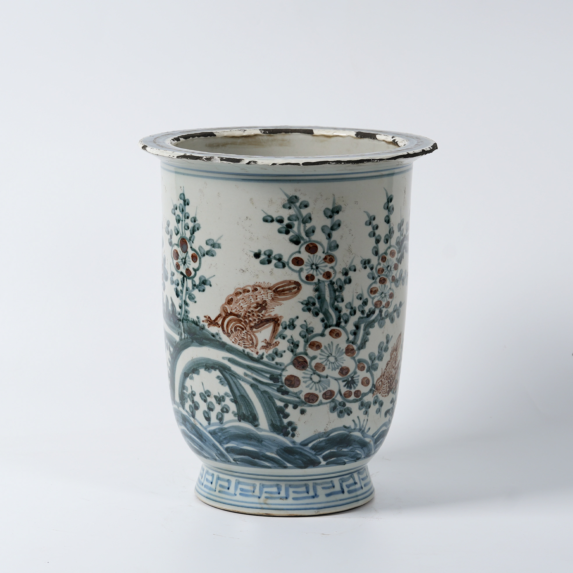 Antique blue and white porcelain hand-painted ceramic flower pot 44