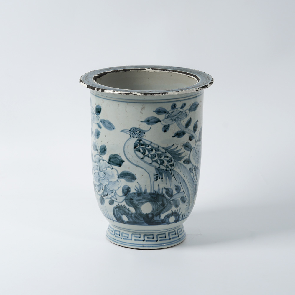 Antique blue and white porcelain hand-painted ceramic flower pot 45
